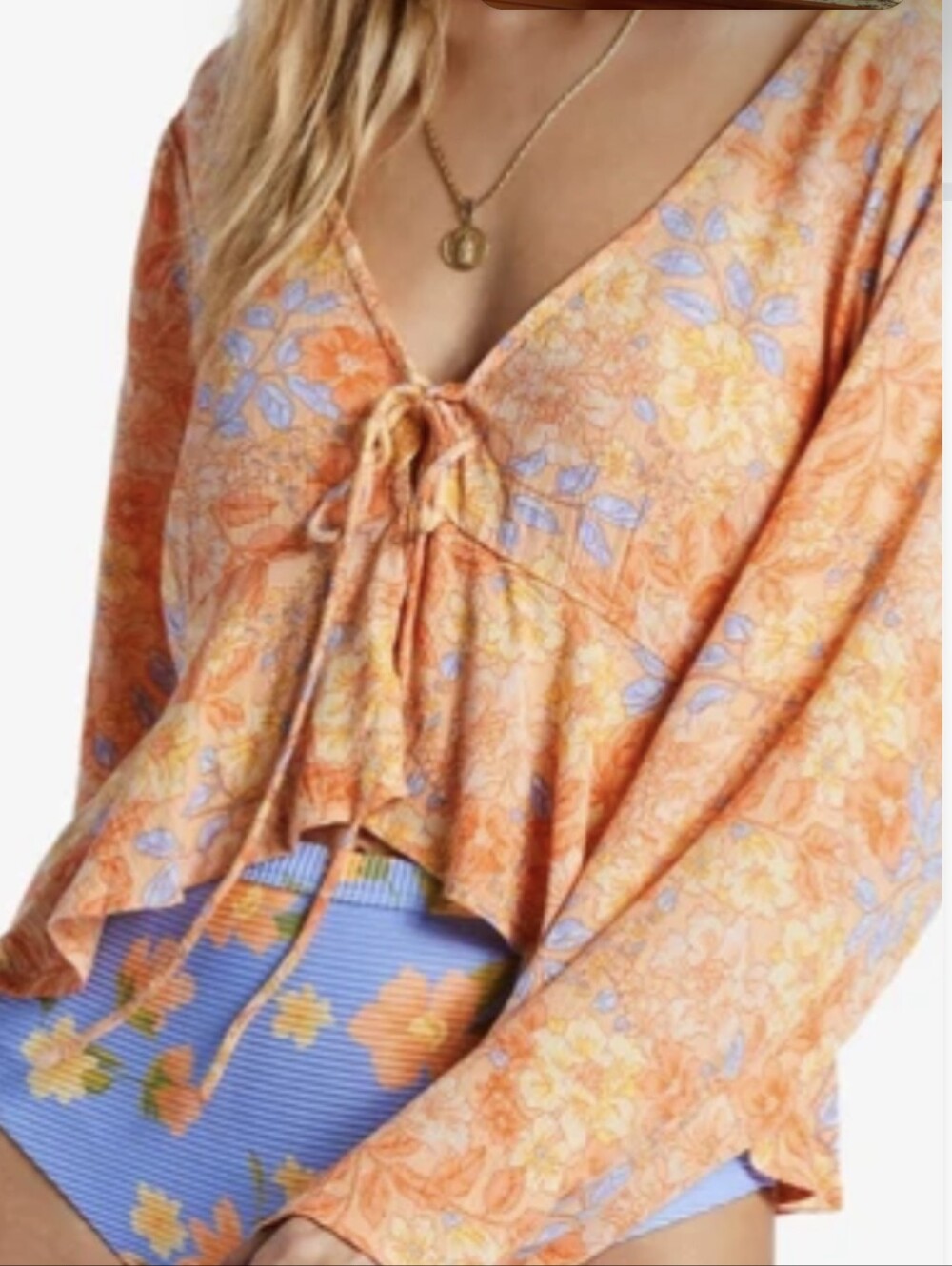 BILLABONG Woman's Forever Floral Long Sleeve Blouse Size M/M/M
